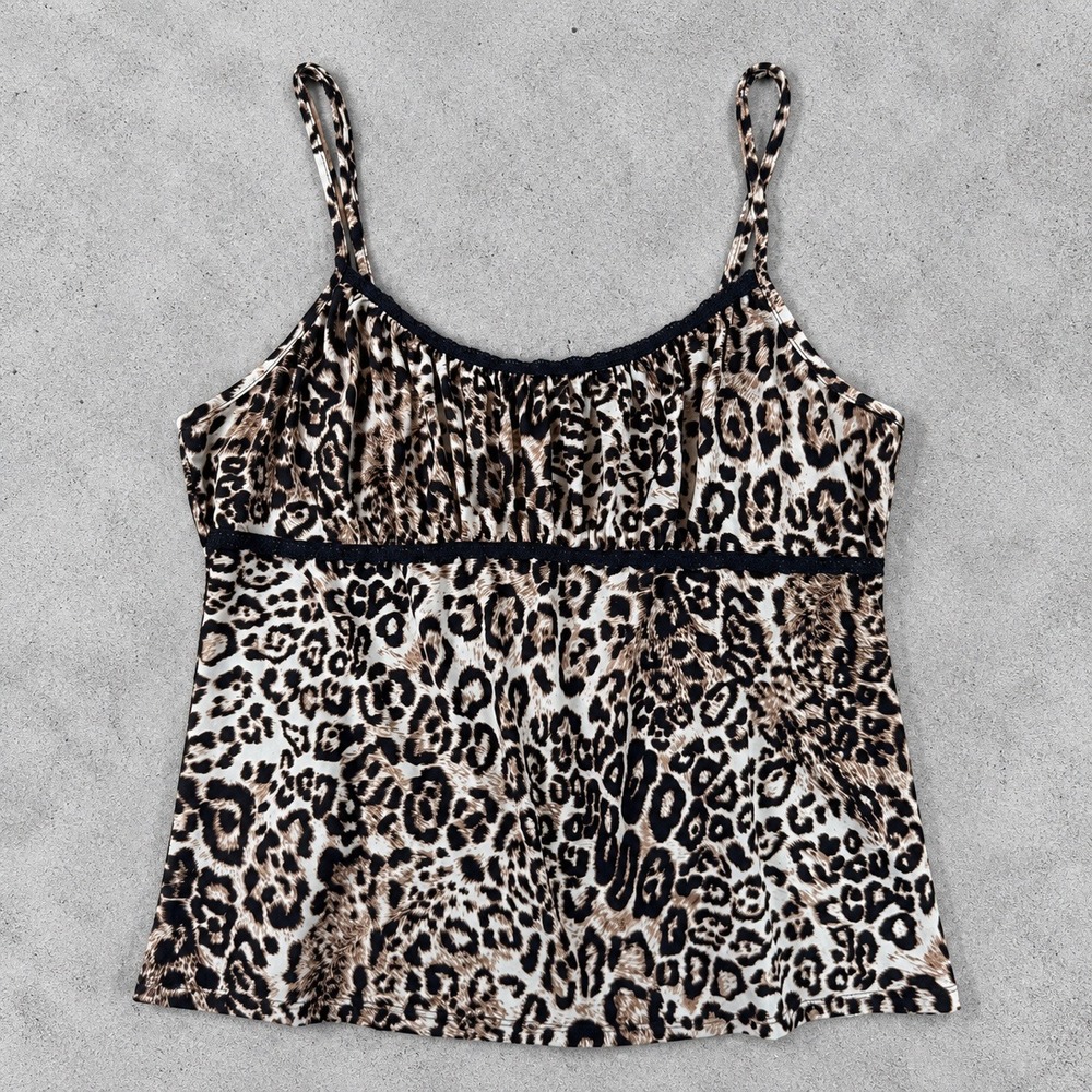 Vintage Studio Donatella Leopard Cheetah Print Cami Top Empire Waist Babydoll L